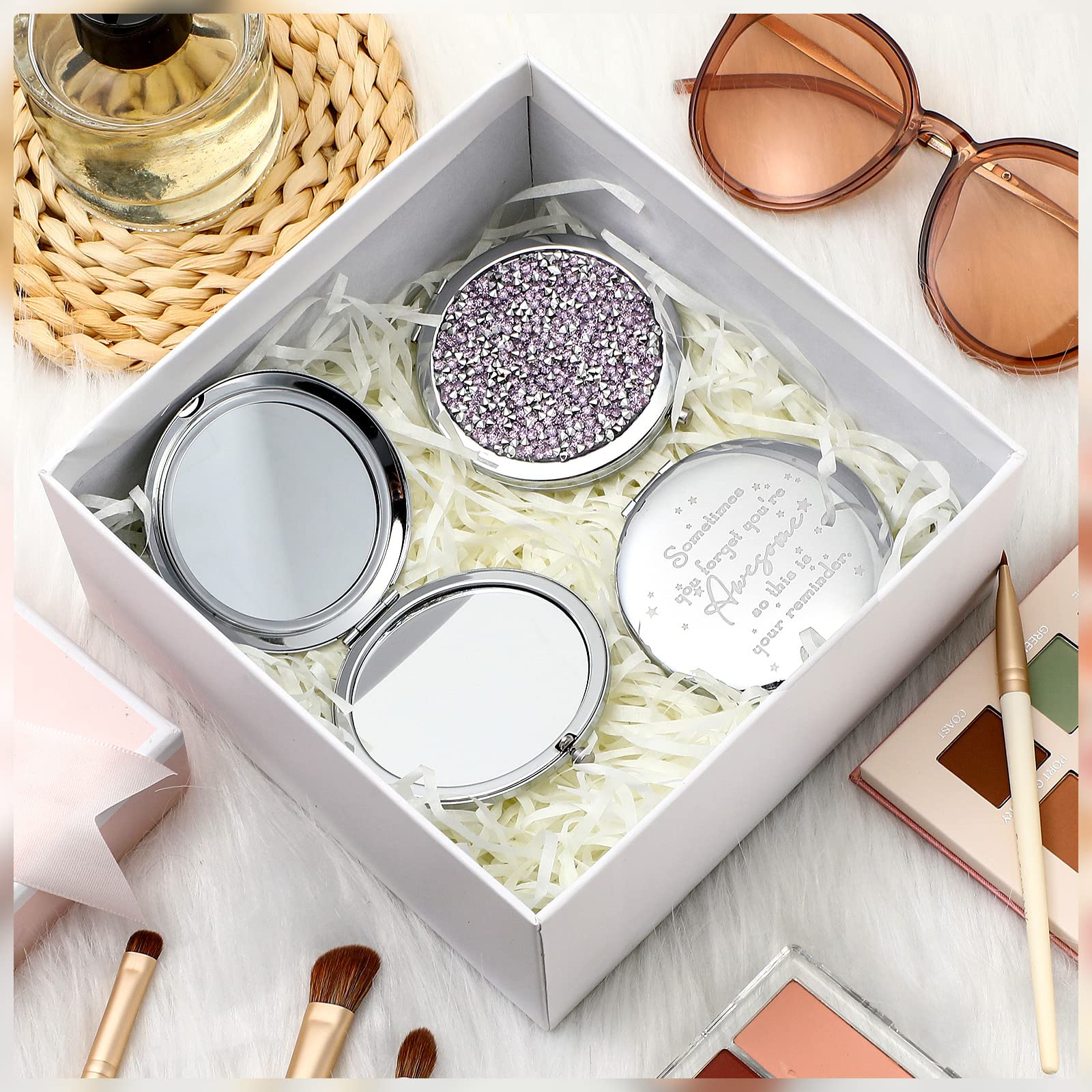 Roowest inspirational compact mirror back quote purple daily motivation on the go