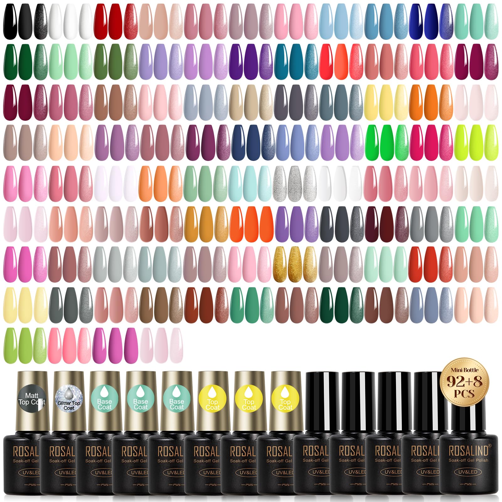ROSALIND 100pcs gel nail polish set color palette with bright shades for any season