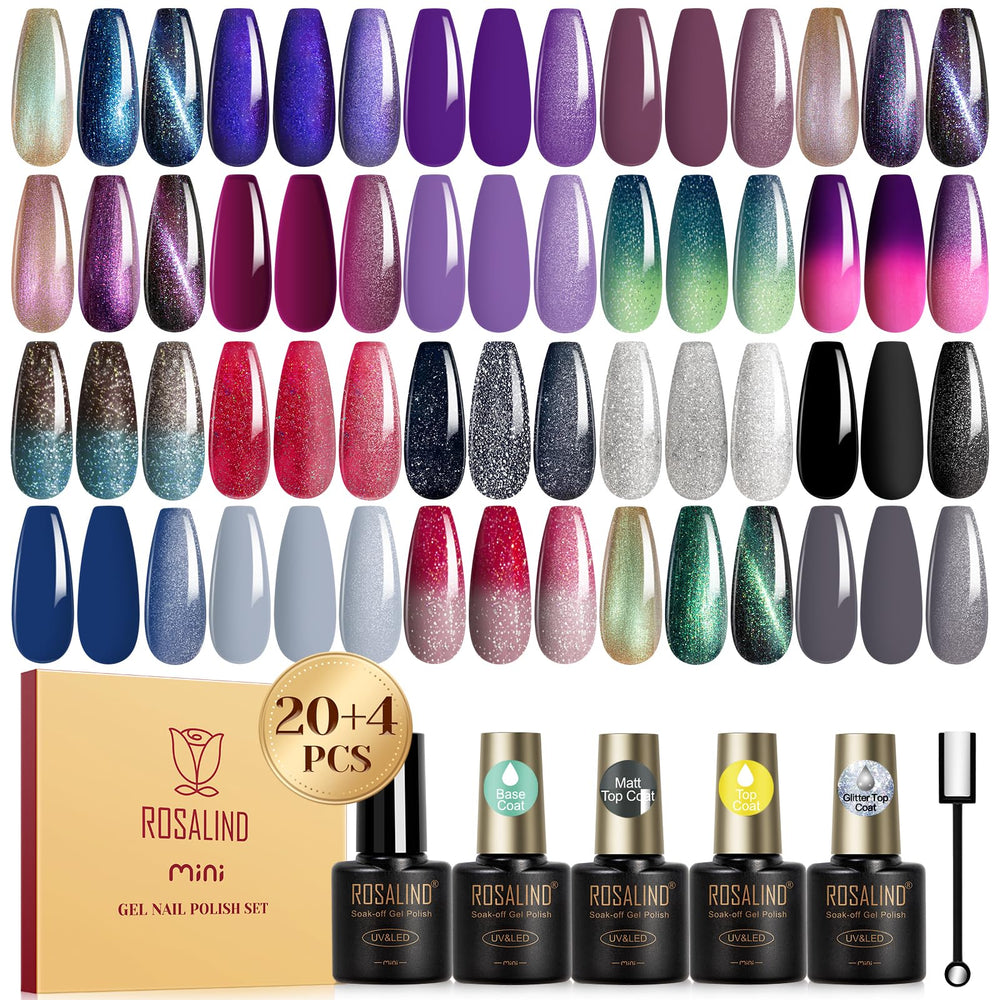 ROSALIND 24PCS cat-eye gel set in gift box for at-home manicures