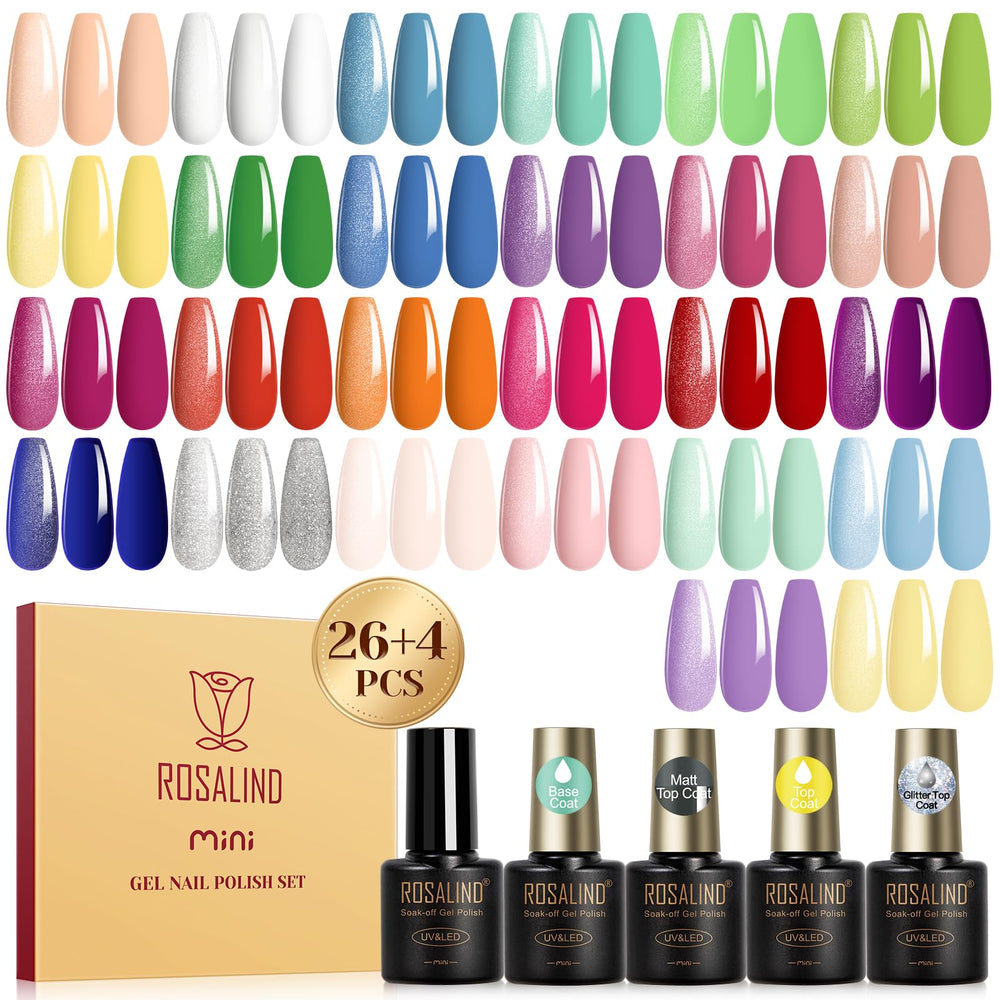 ROSALIND 30-piece gel nail polish set with neon colors for vibrant at-home manicures