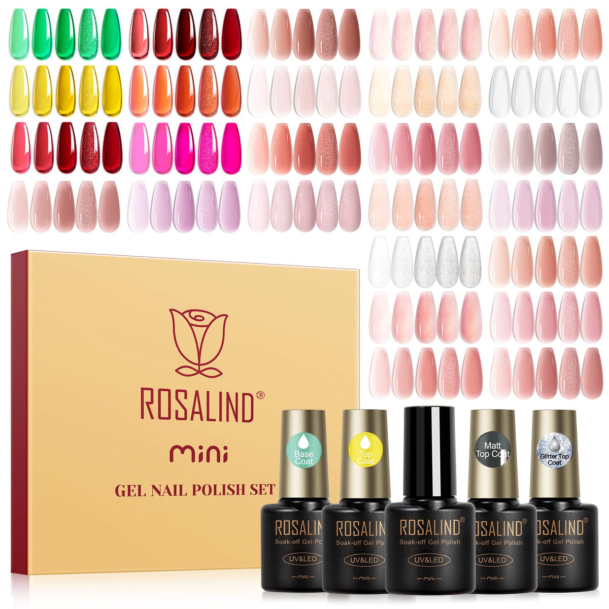 ROSALIND 30pcs jelly nail polish set bottle collection shows translucent shades for customizable DIY nails
