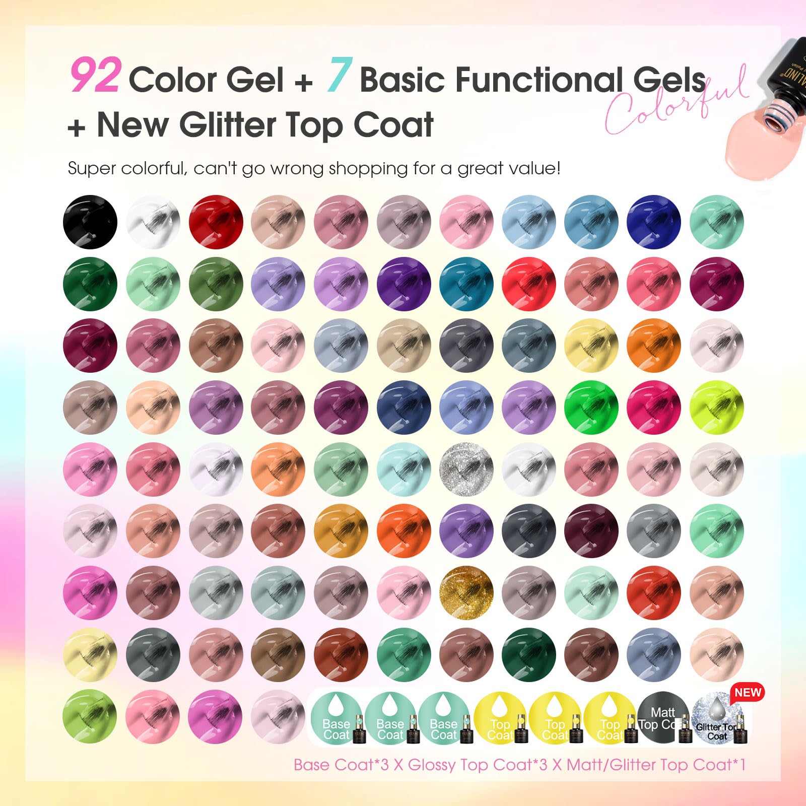 ROSALIND 92-colors gel polish collection showcases extensive color options for DIY manicures