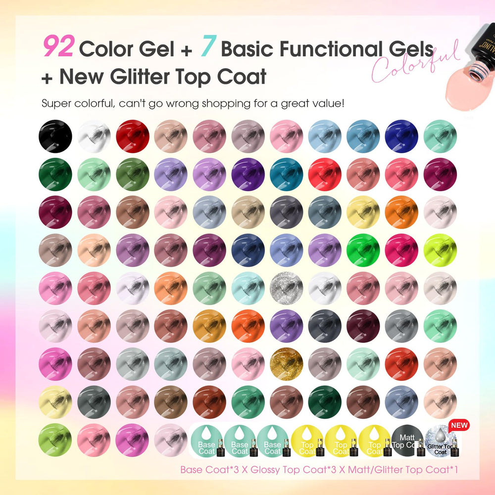 ROSALIND 92-colors gel polish collection showcases extensive color options for DIY manicures