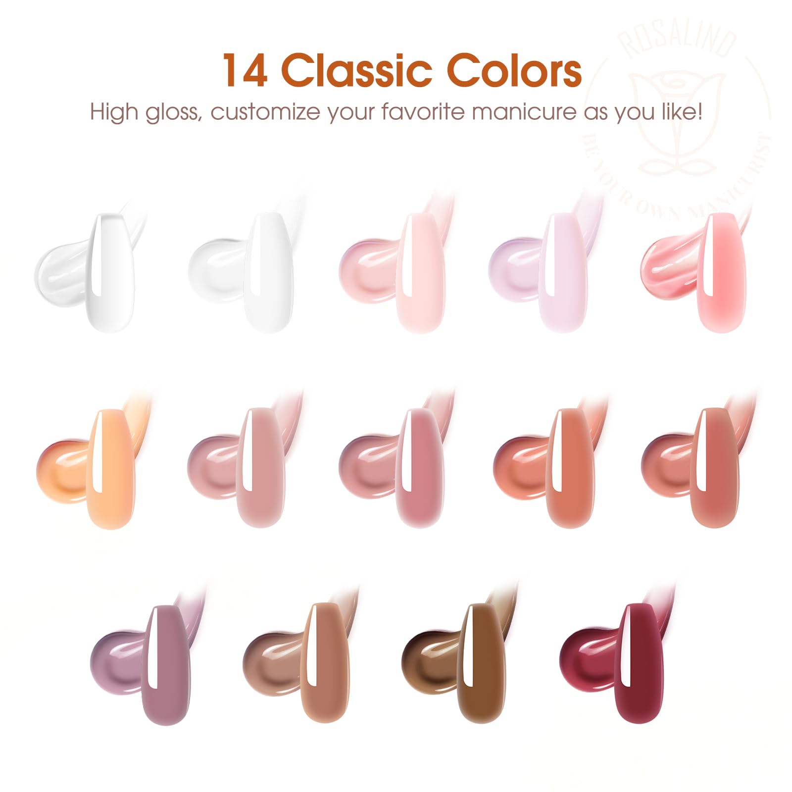 ROSALIND base coat and top coat for durable manicure when used with UV lamp