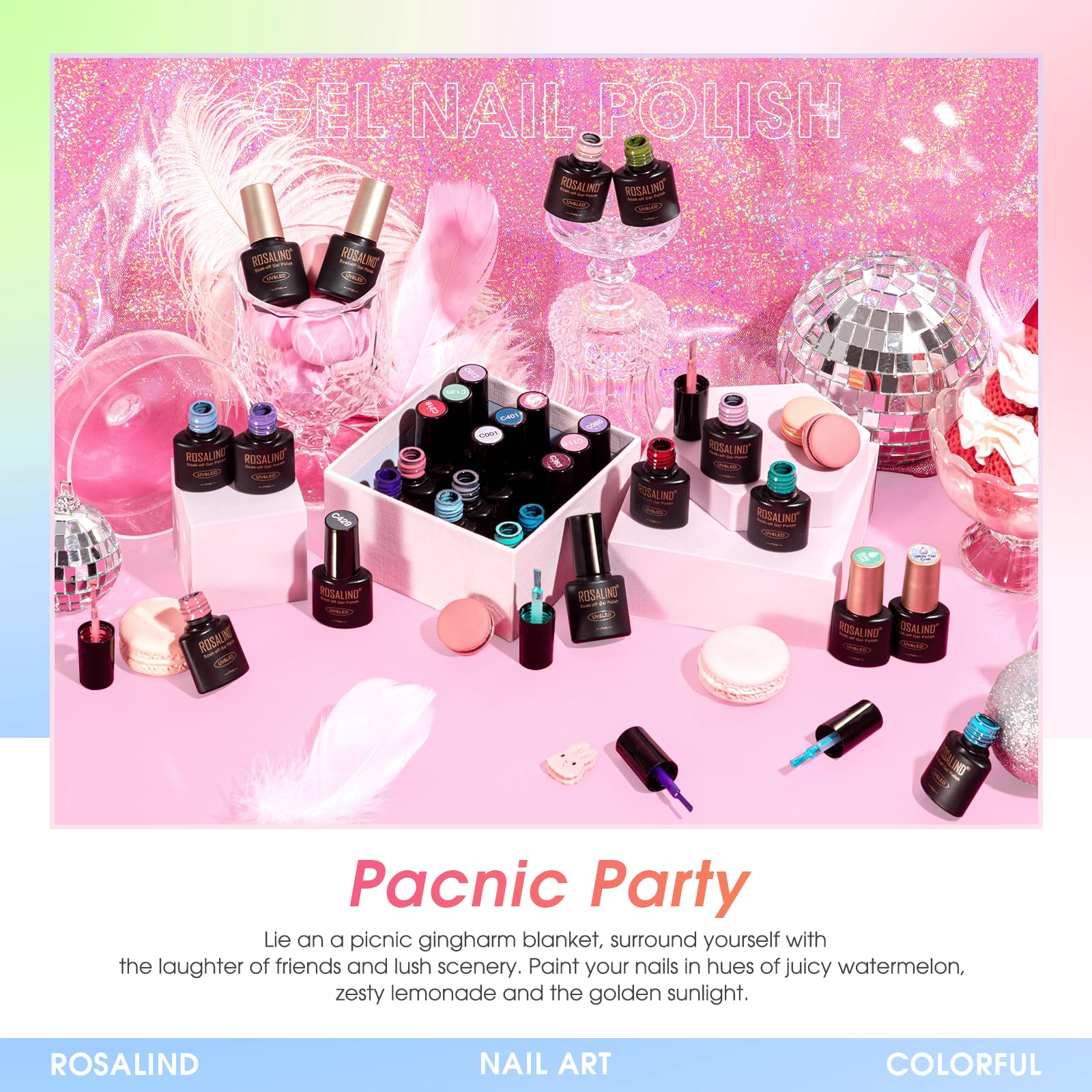 ROSALIND glitter top coat bottle adds sparkle accents for festive looks