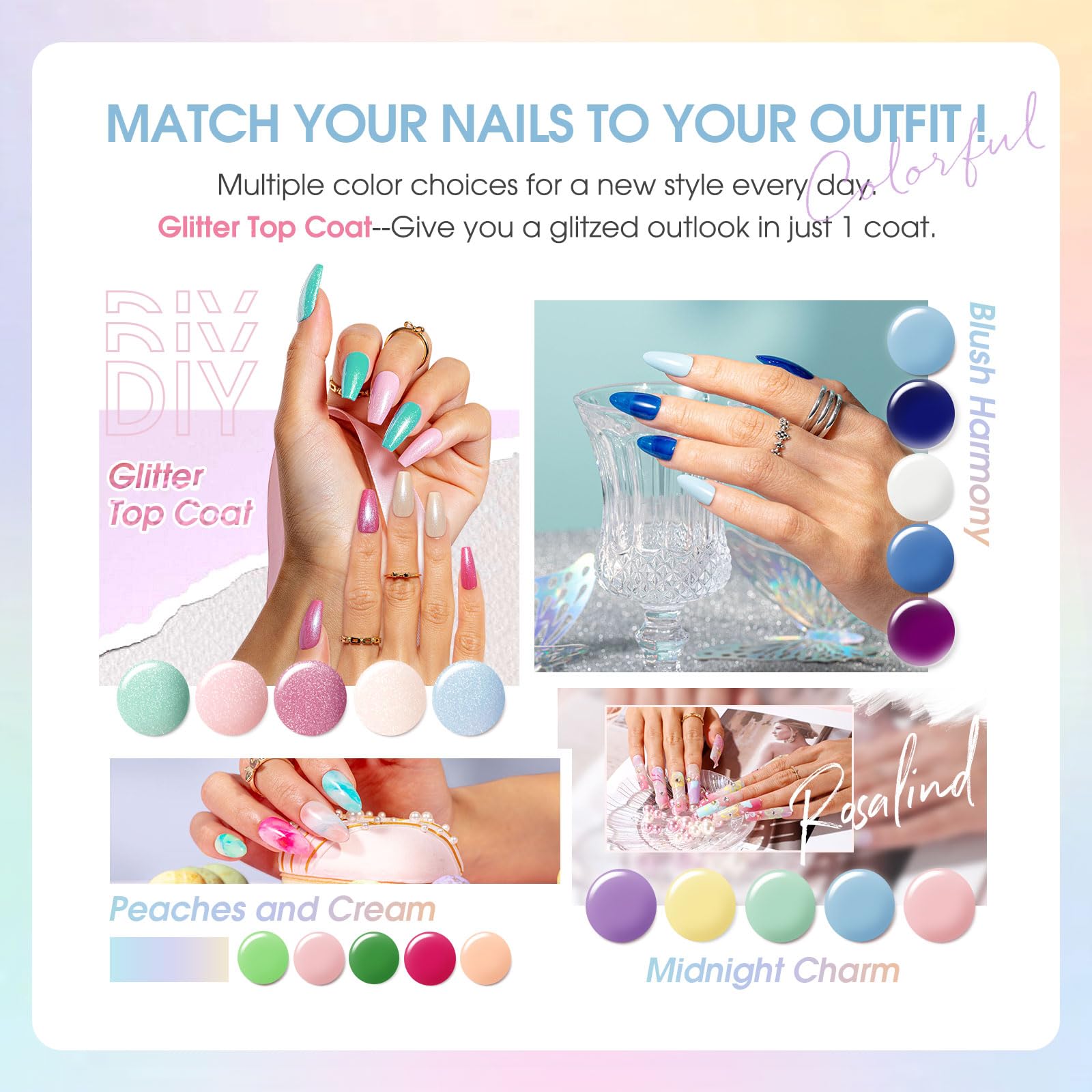 ROSALIND LED curing 120 seconds per coat for quick manicures