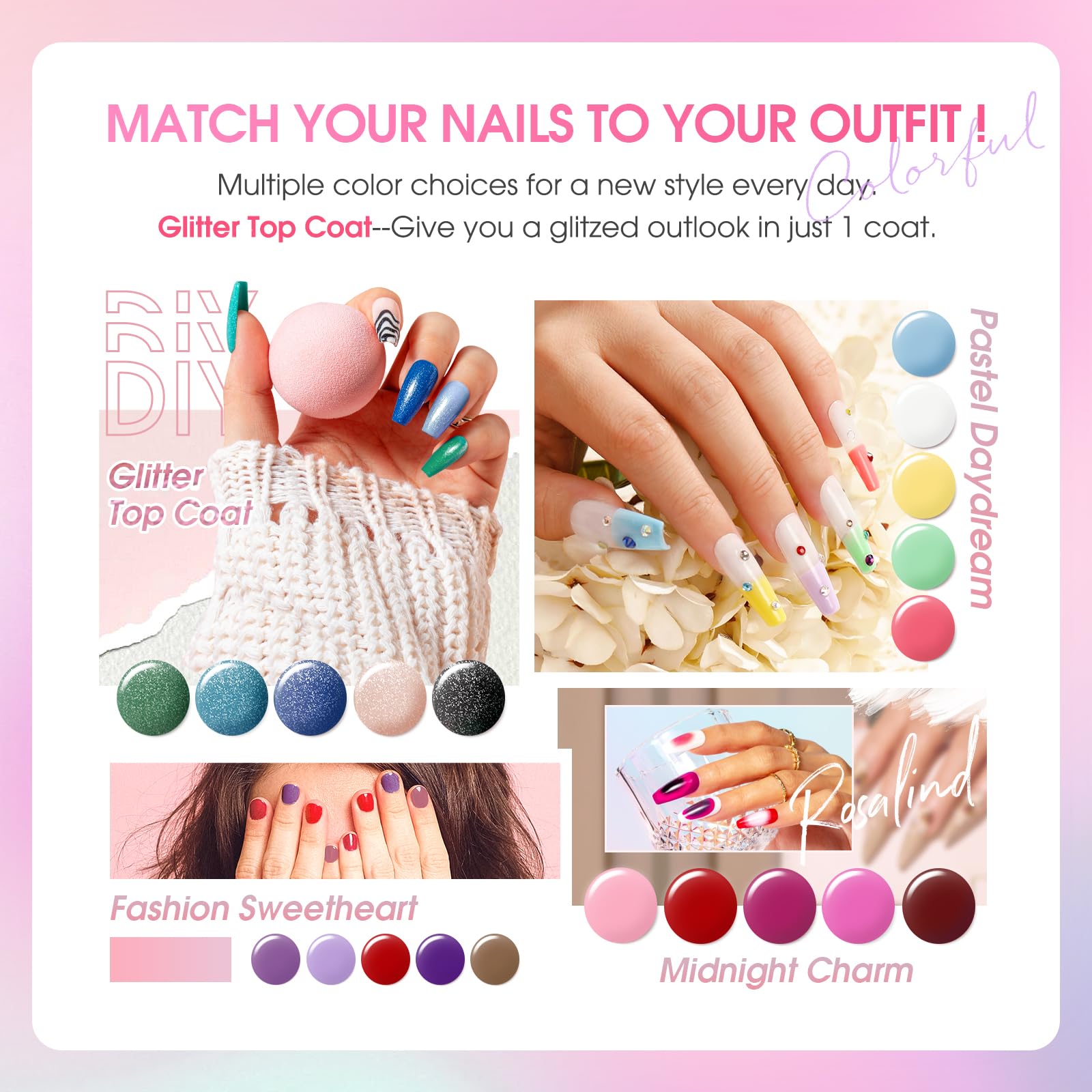 ROSALIND nail bottles 5ml mini format for easy color testing