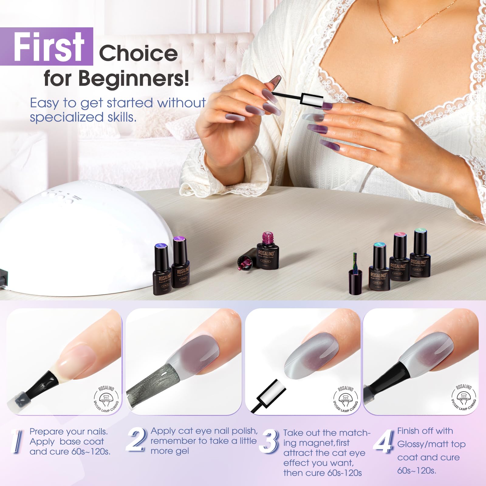ROSALIND nail prep buff tip to improve adhesion