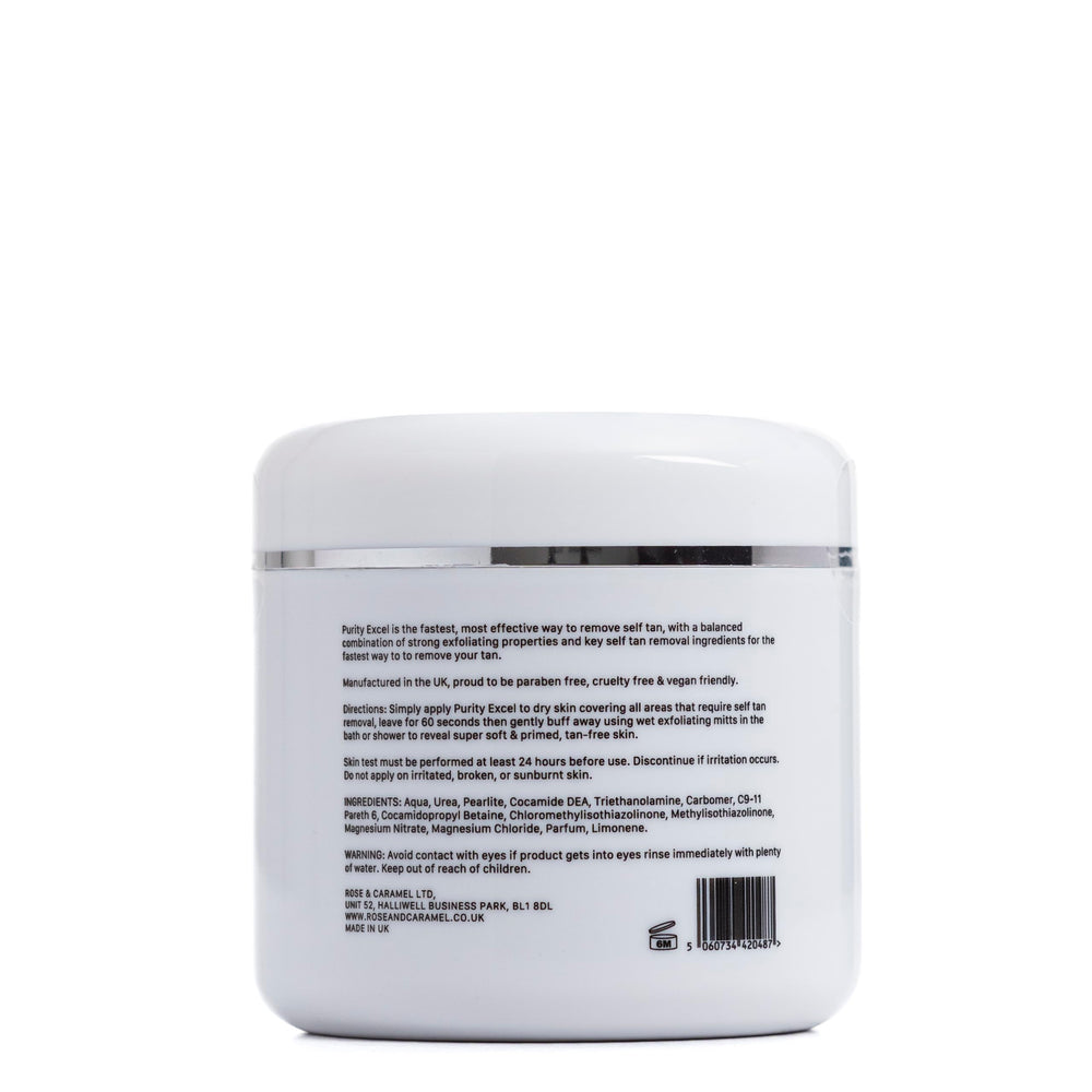 Rose & Caramel Purity Excel application shot demonstrates quick massage for even tan removal.