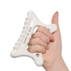 ROSE DE JARDIN ceramic gua sha front view for gentle massage