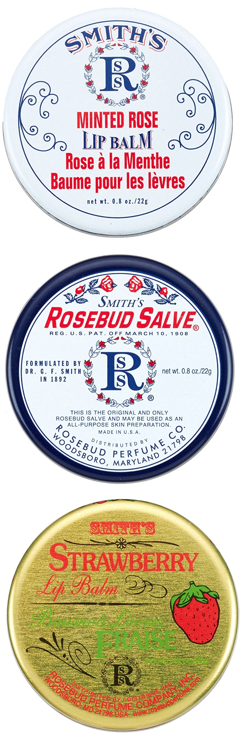 Rosebud Three Lavish Layers Lip Balm twist-up design for easy application.