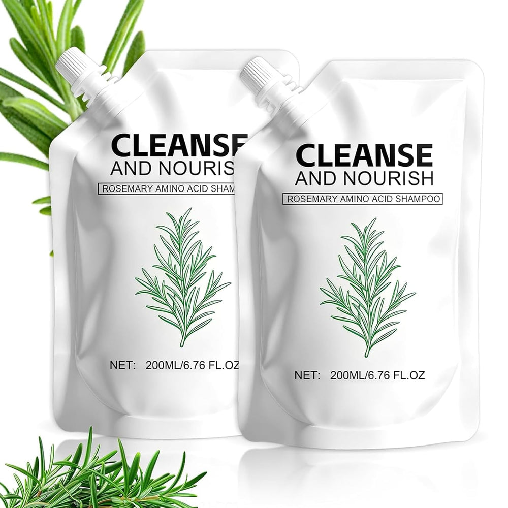 Rosemary Amino Acid Shampoo bottle pour for refreshing cleansing and nourishment
