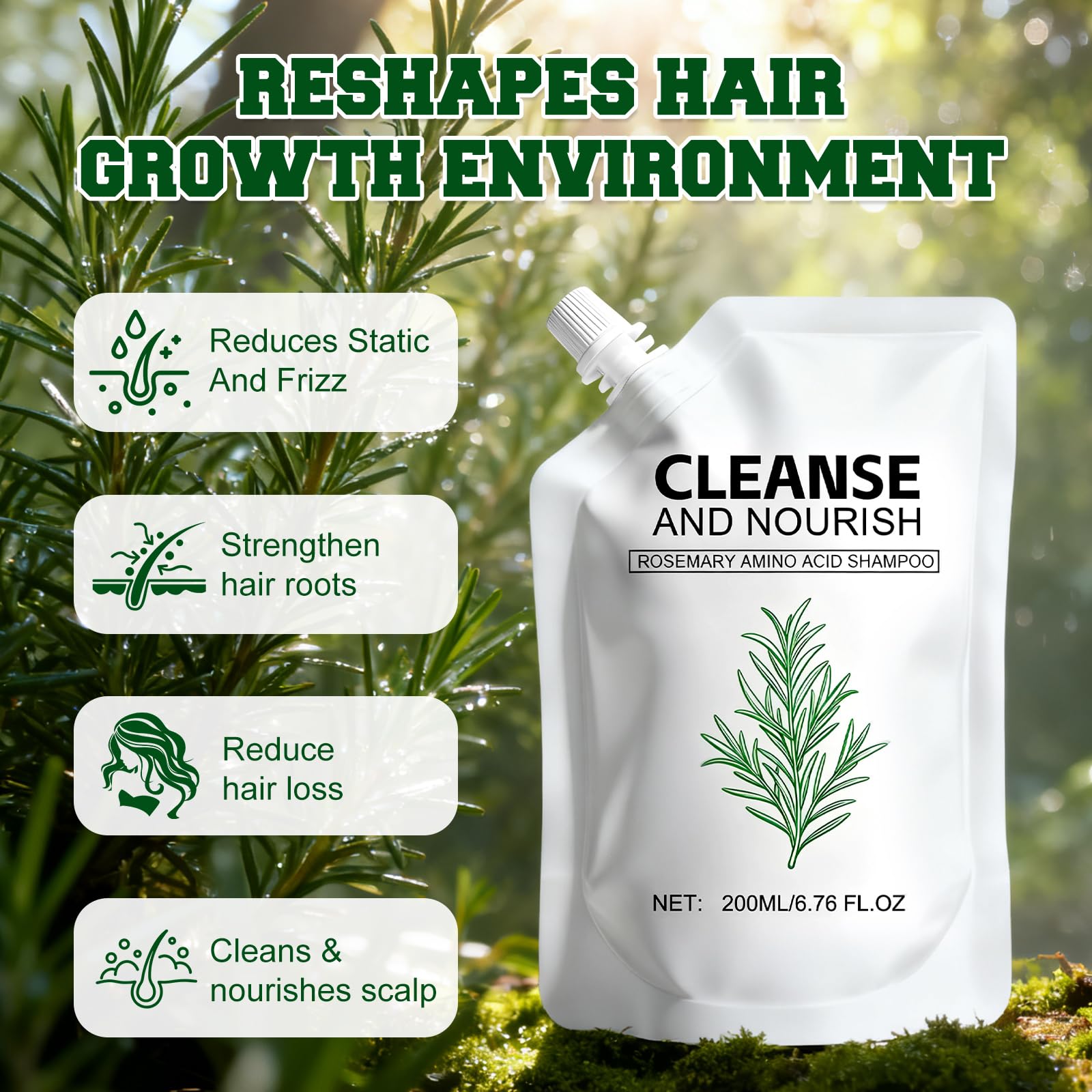 rosemary-amino-acid-shampoo-fragrance-closeup highlights rosemary fragrance for refreshing wash.