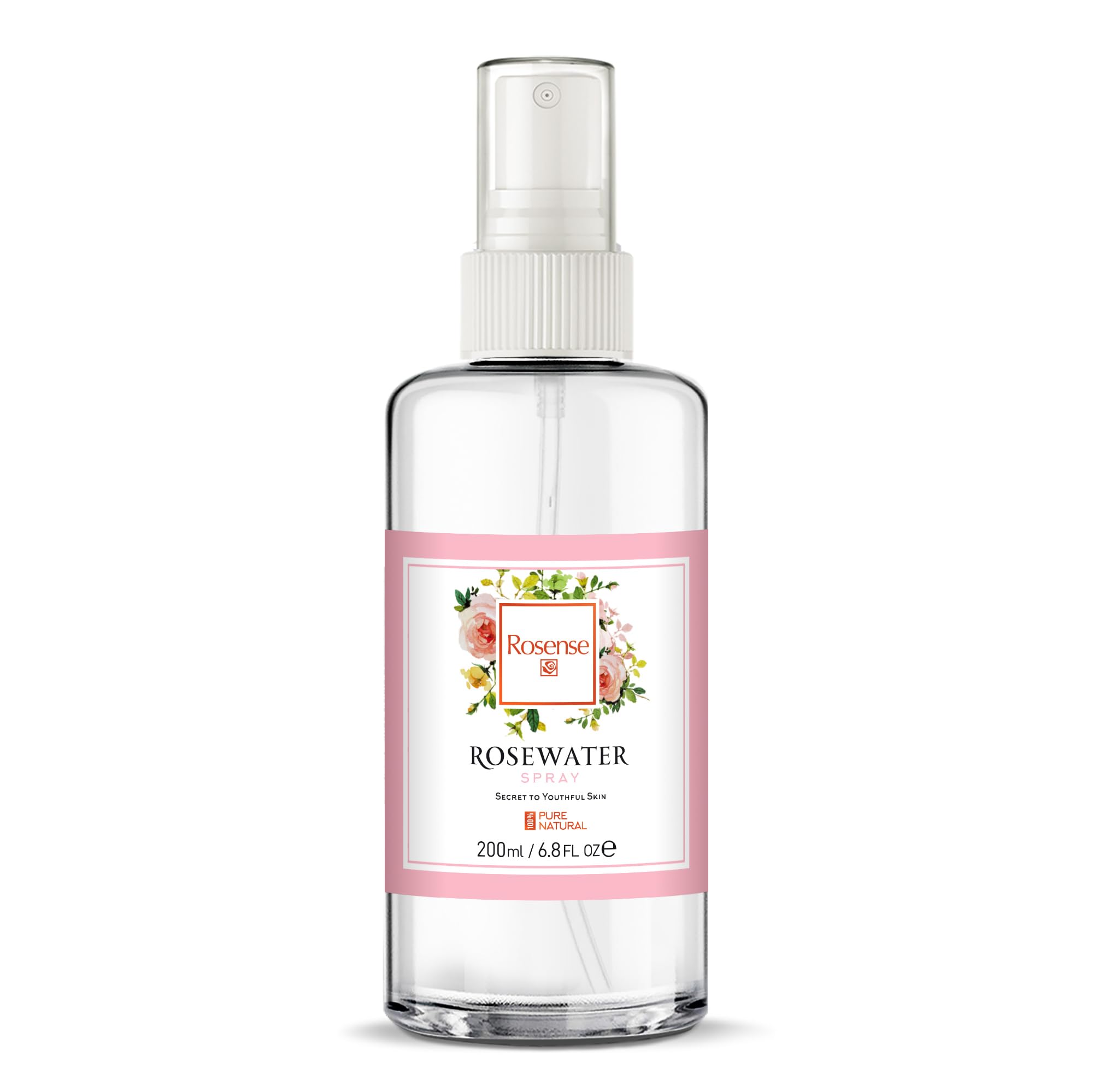 Rosense rosewater spray bottle in action for refreshing mist