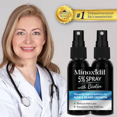 Rosever Minoxidil spray applied to the scalp for targeted growth stimulation.