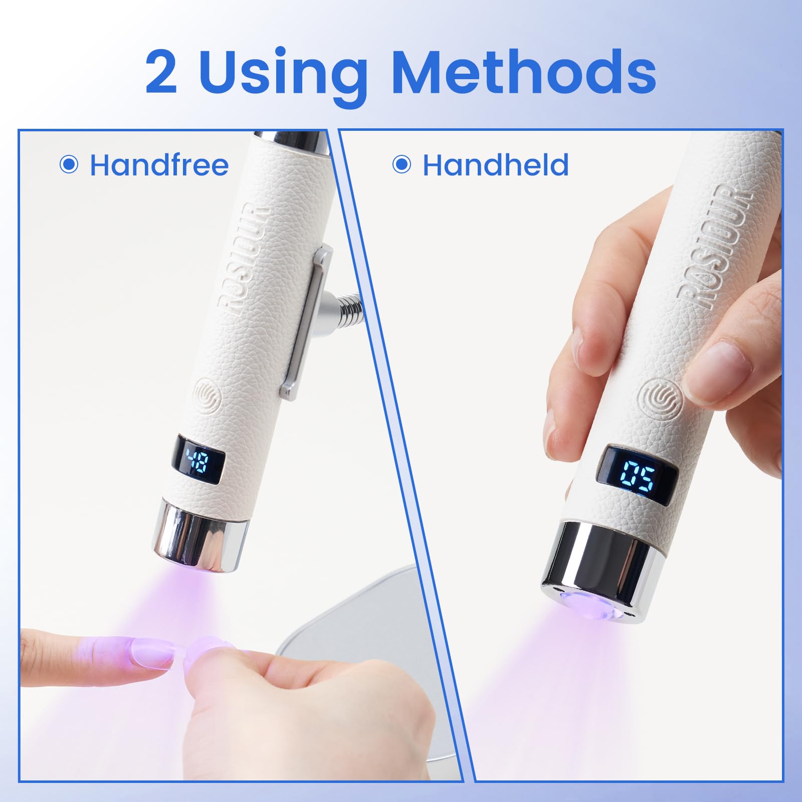 Rosiour Mini UV Lamp on stand for hands-free curing and tidy manicure