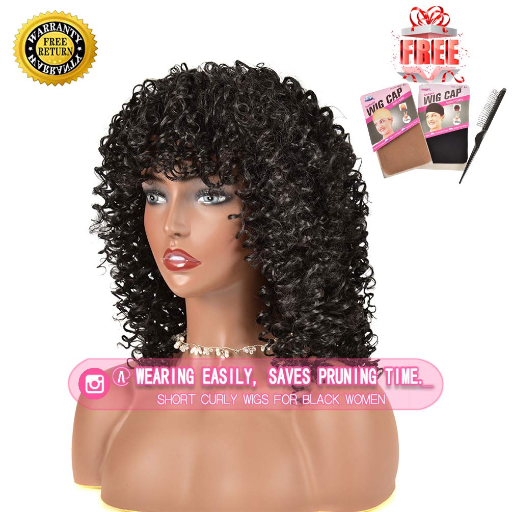 rosmile curly wig 1b natural black color shows authentic shade for easy blending