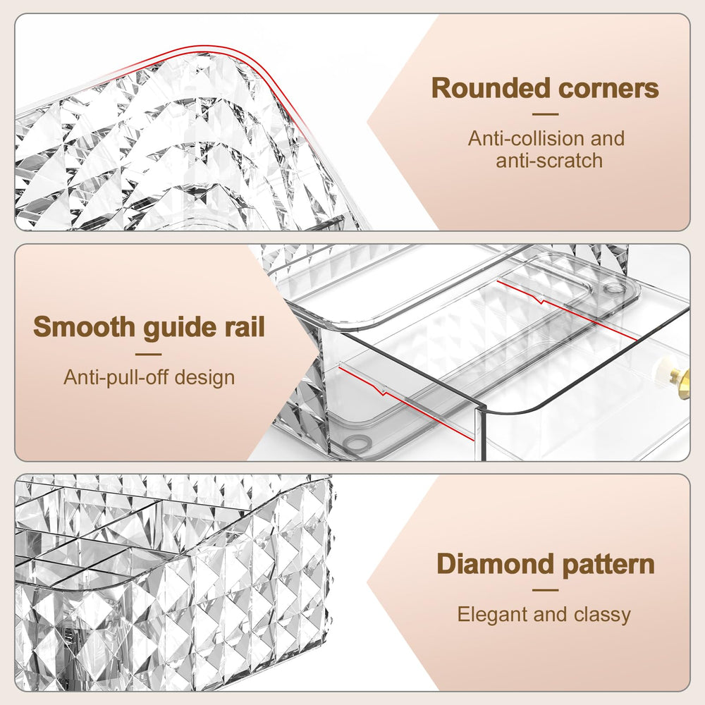 Rosoenvi clear vanity organizer highlights elegant diamond pattern