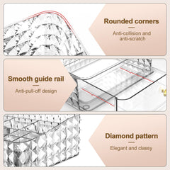 Rosoenvi clear vanity organizer highlights elegant diamond pattern