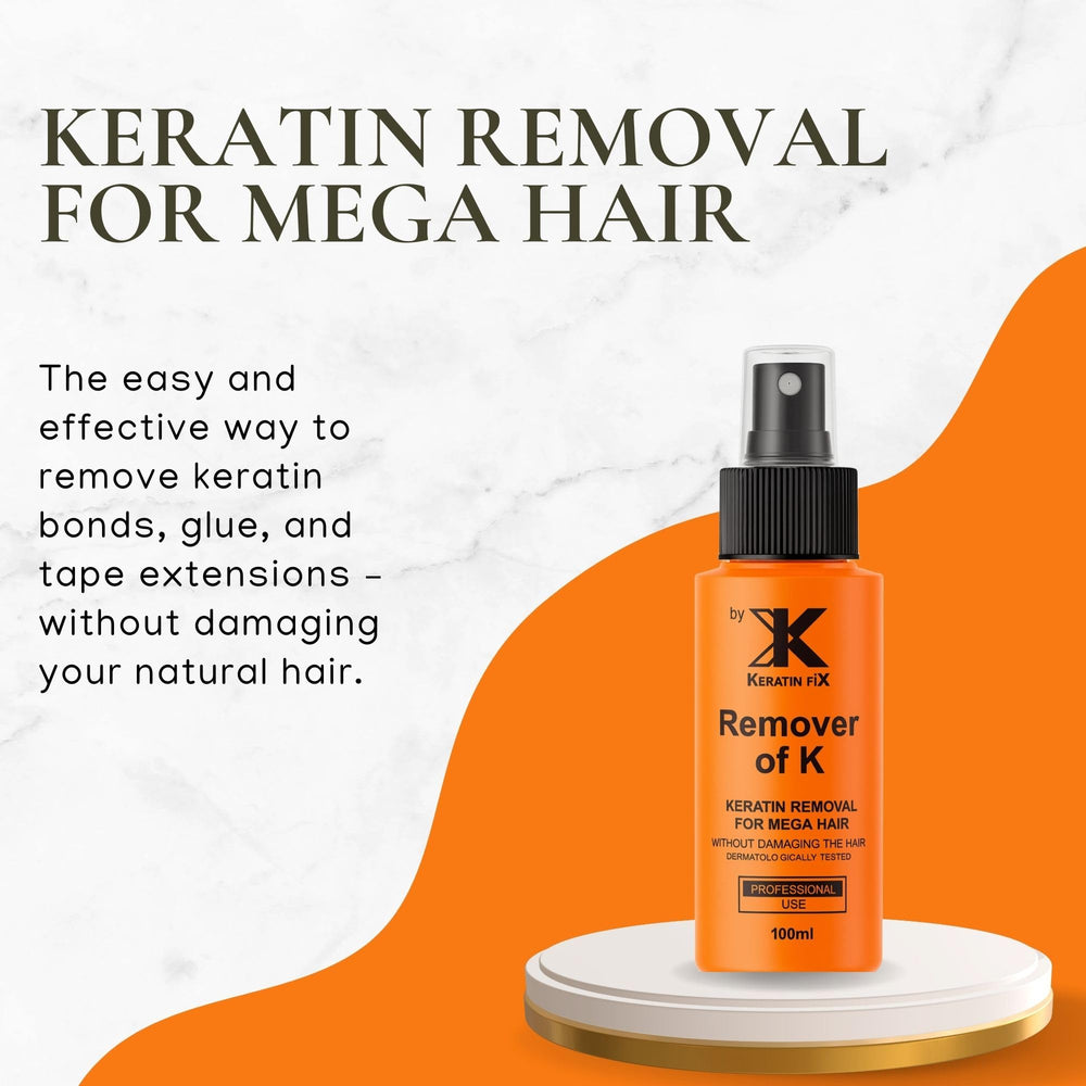 Rosy Fharia Keratin FiX Remover of K spray on bonded area demonstrates precise removal