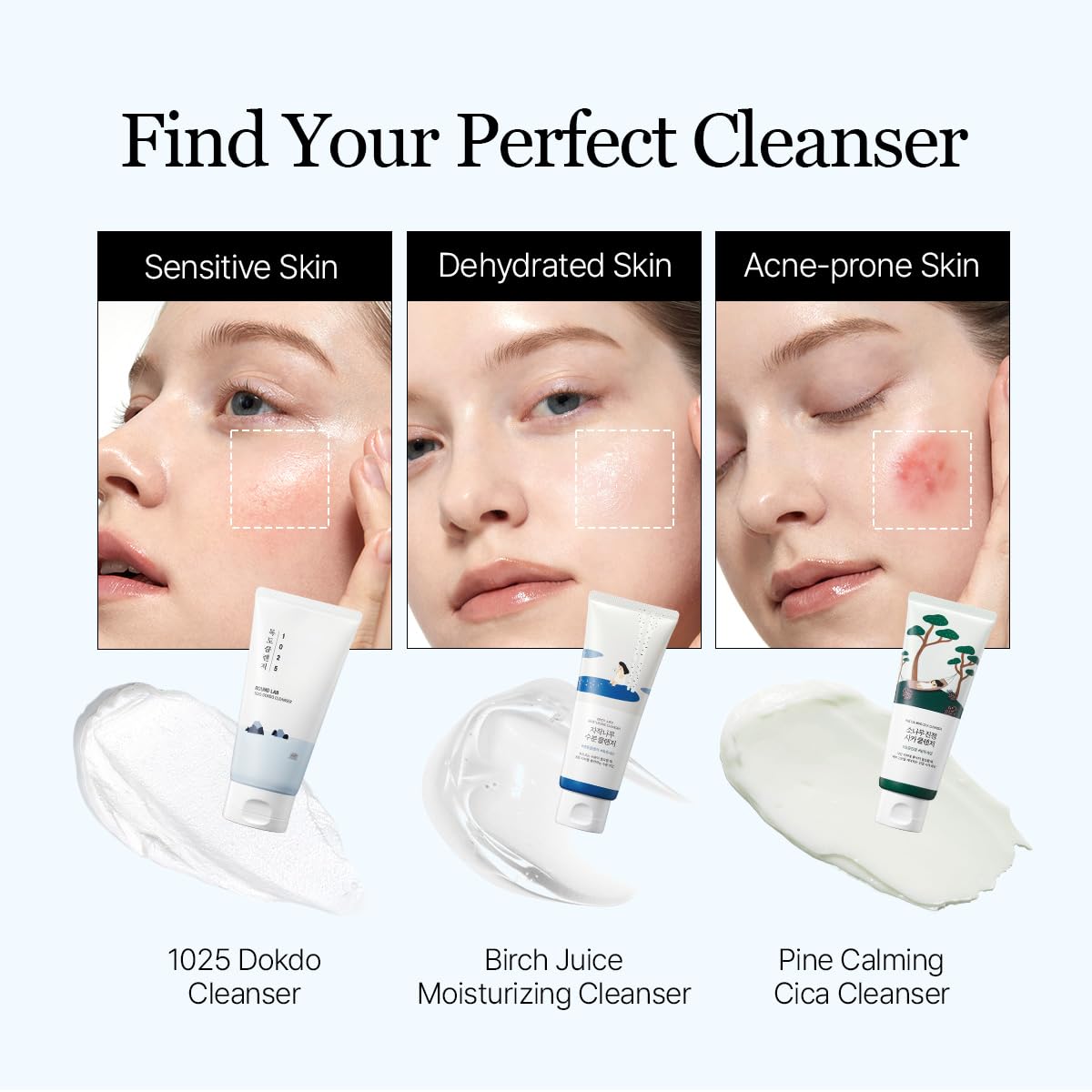 ROUND LAB 1025 Dokdo Cleanser Deep Sea Water minerals hydrate the skin.
