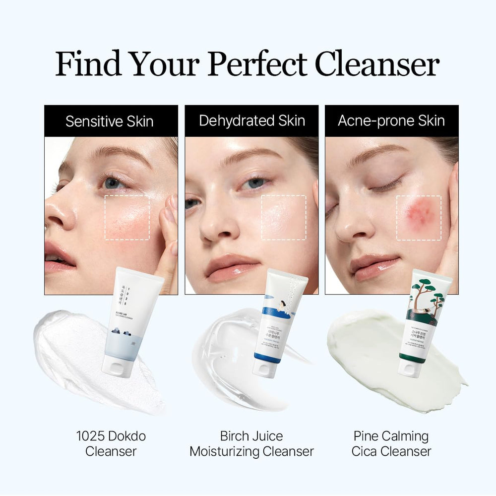 ROUND LAB 1025 Dokdo Cleanser Deep Sea Water minerals hydrate the skin.