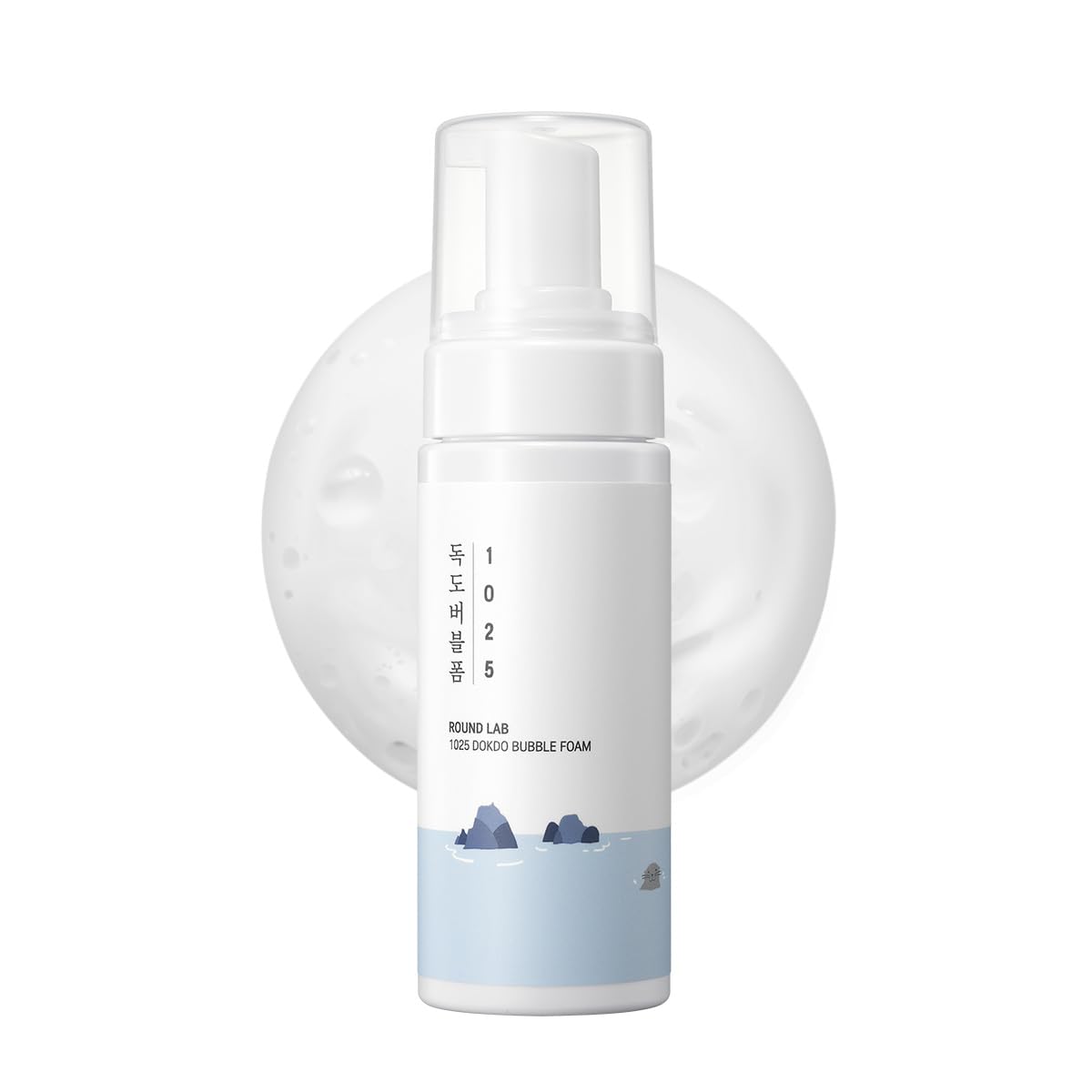 ROUND LAB 1025 Dokdo Bubble Foam Cleanser bottle for a gentle, hydrating cleanse