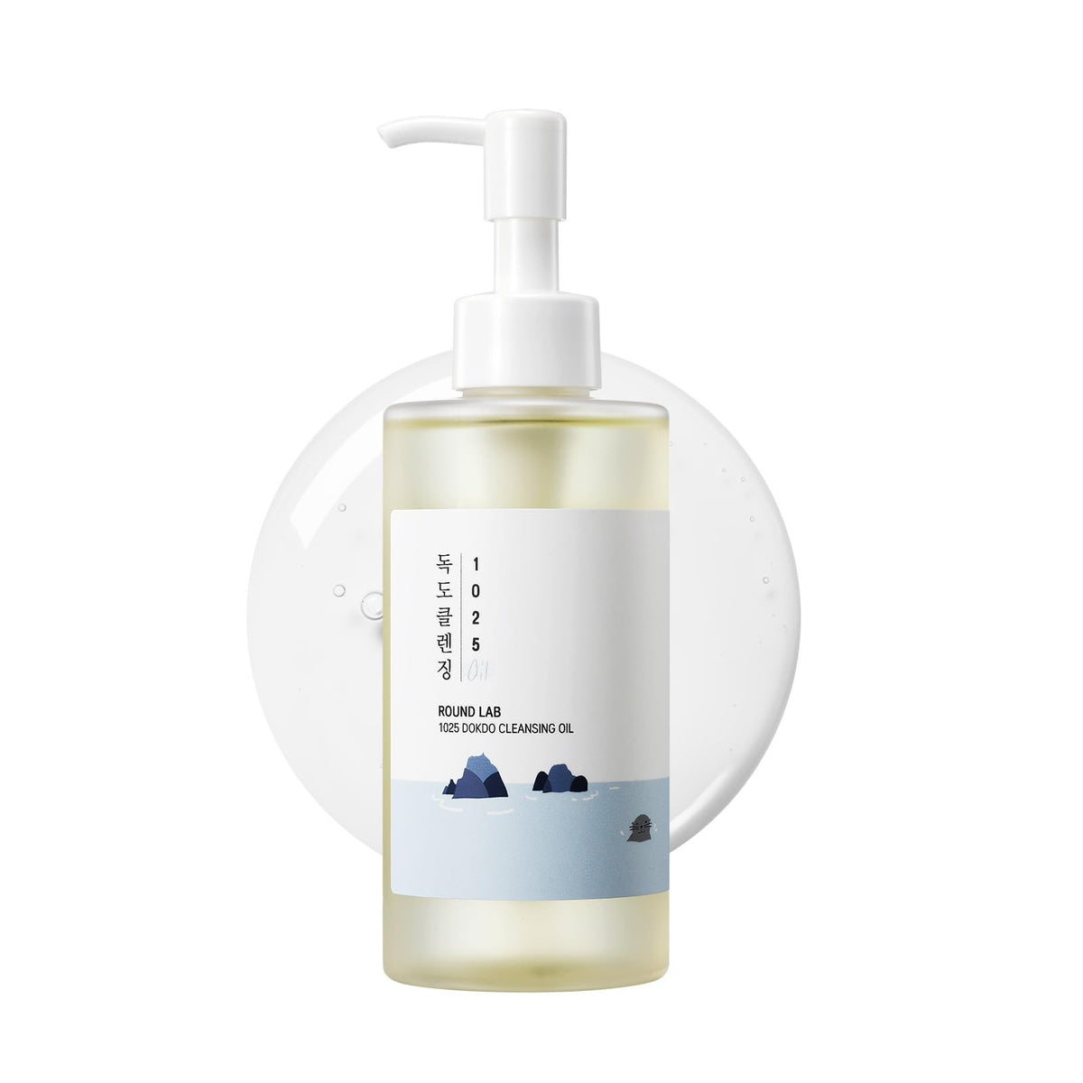 ROUND LAB 1025 Dokdo cleansing oil bottle for makeup removal and gentle cleanse.