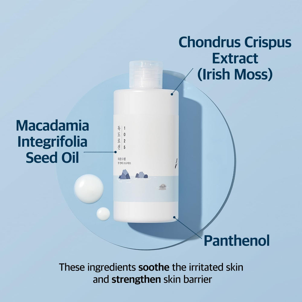 ROUND LAB 1025 Dokdo Lotion creamy texture closeup evokes soothing, everyday hydration