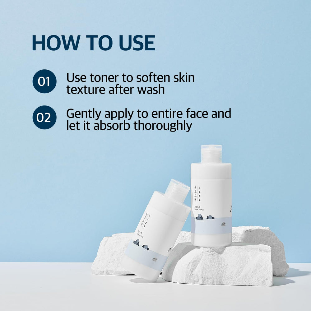 ROUND LAB 1025 Dokdo Lotion daily skincare routine image implies versatile use under makeup