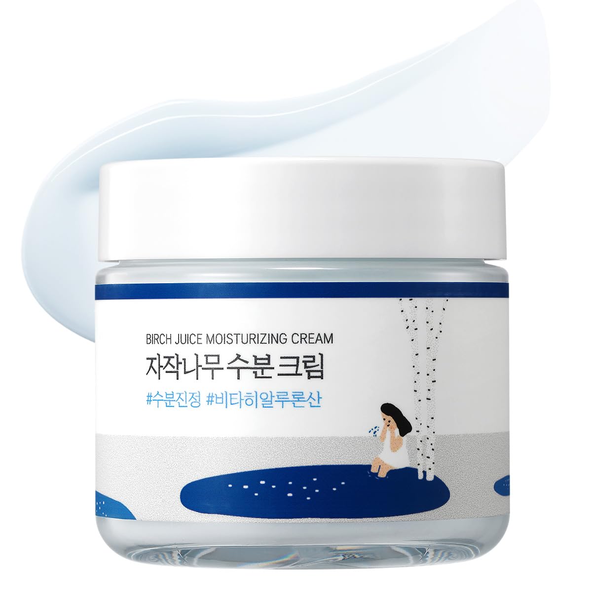 ROUND LAB Birch Juice Cream jar demonstrates rich hydration for calm, balanced skin.
