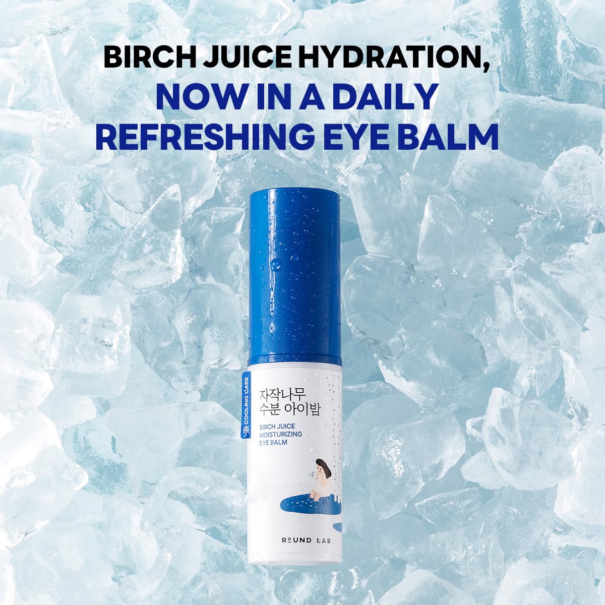 ROUND LAB Birch Juice Icy Cooling Eye Stick close-up highlights birch sap formula.