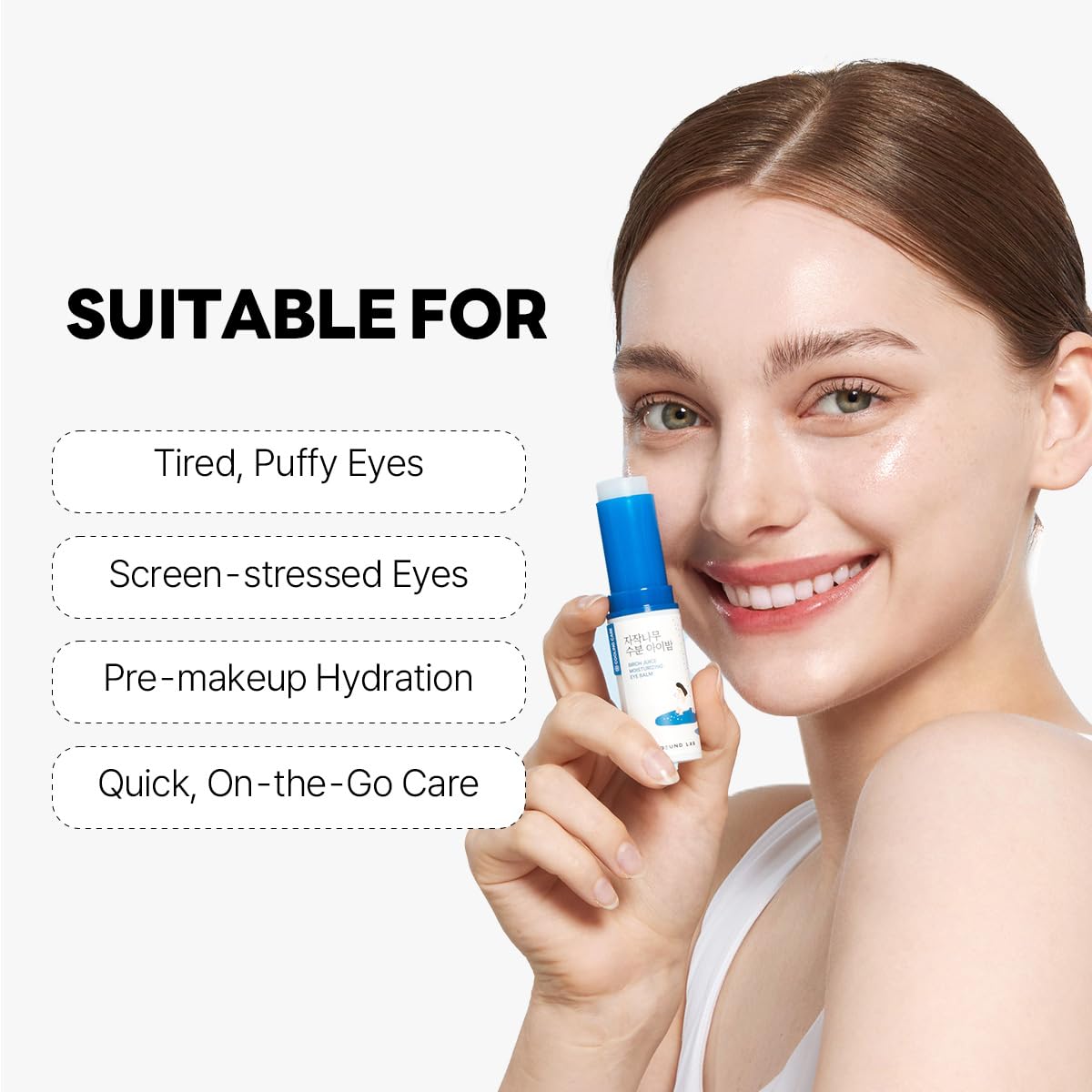 ROUND LAB Birch Juice Icy Cooling Eye Stick swatch on skin around the eye area.