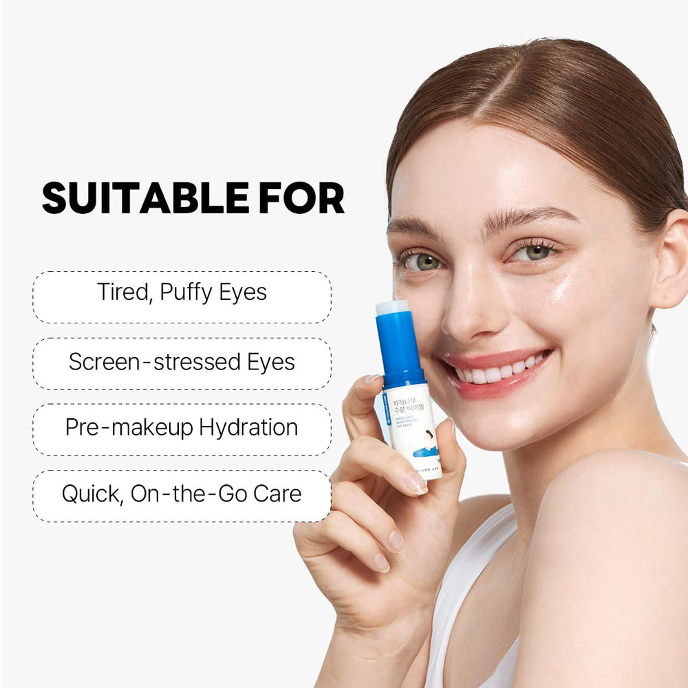ROUND LAB Birch Juice Icy Cooling Eye Stick swatch on skin around the eye area.