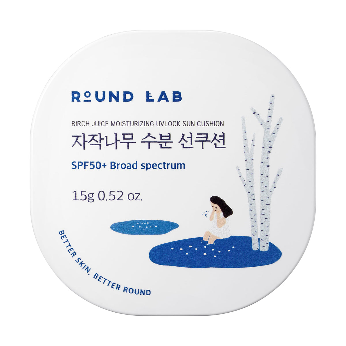Round Lab Birch Juice Sun Cushion packaging with compact mirror for easy on-the-go reapplication