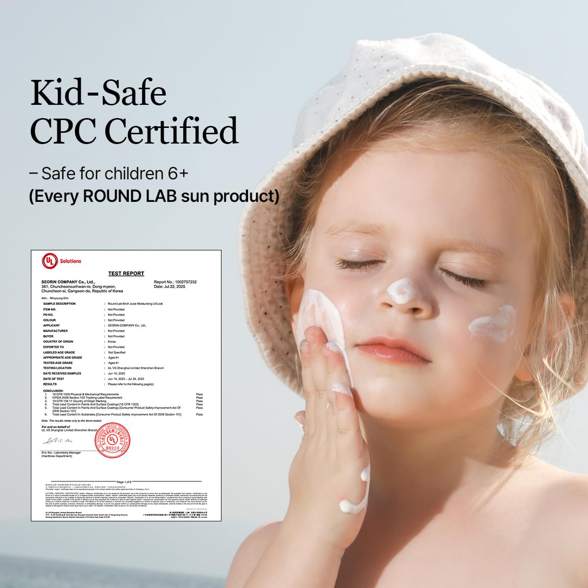 ROUND LAB Birch Juice sunscreen application on face showing quick, comfortable wear