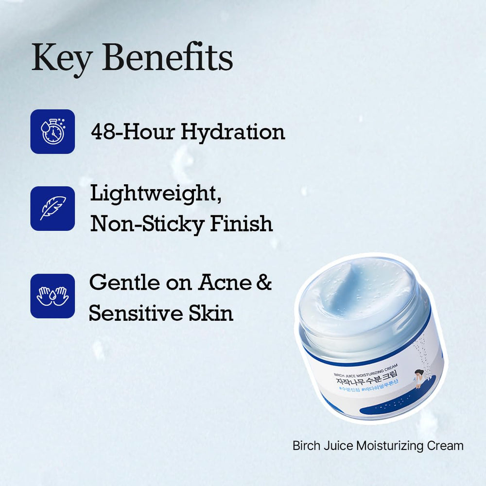 ROUND LAB Cream texture application on skin demonstrates quick absorption and a lightweight feel.