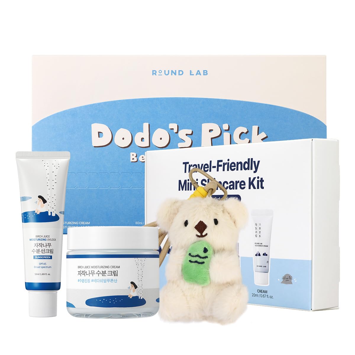 ROUND LAB Dokdo Hydrating Trial Kit shows a compact four-step routine for daily moisture care.