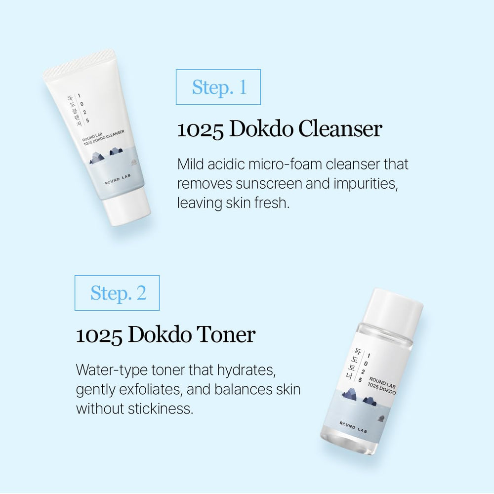 ROUND LAB Dokdo mini ampule 10ml vial provides quick moisture boost.
