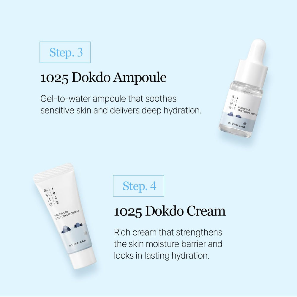 ROUND LAB Dokdo mini cream 20ml jar delivers lasting hydration.