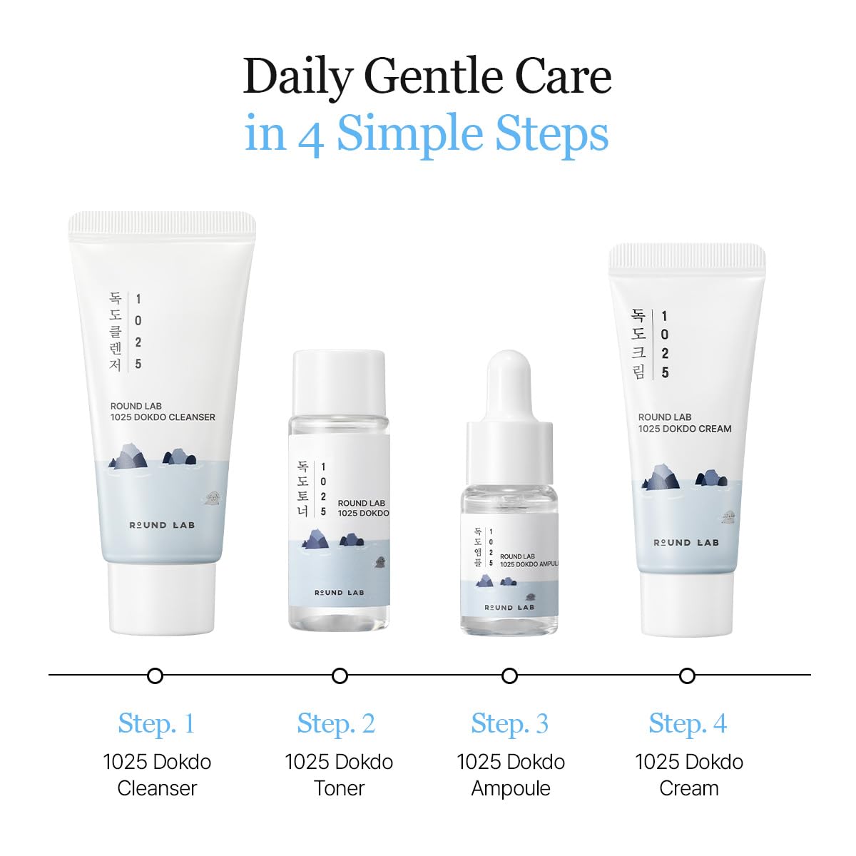 ROUND LAB Dokdo mini toner 20ml bottle emphasizes soothing hydration.