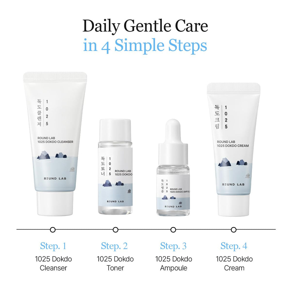 ROUND LAB Dokdo mini toner 20ml bottle emphasizes soothing hydration.