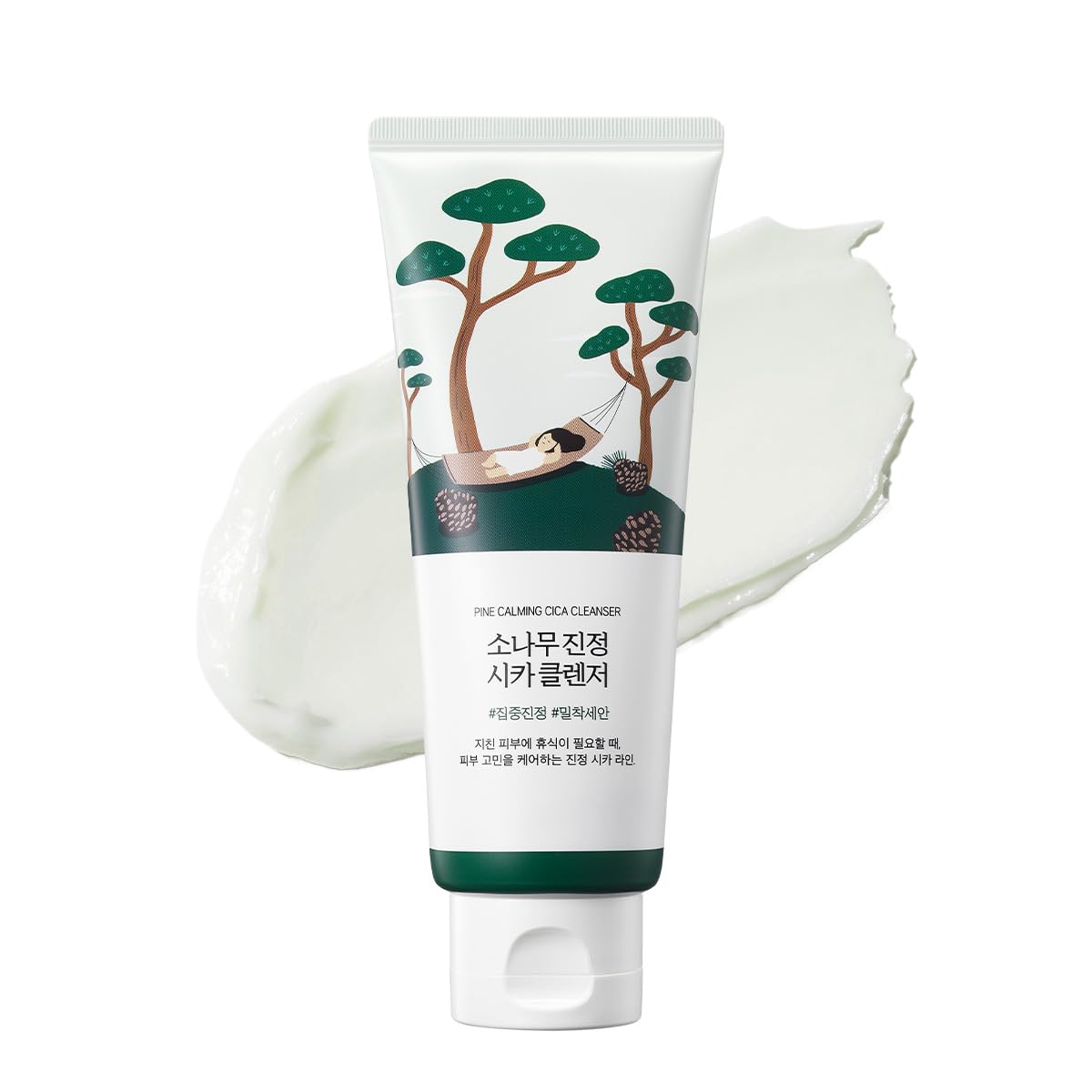 ROUND LAB Pine Calming Cica Cleanser bottle, showcasing gentle cleansing for sensitive skin.