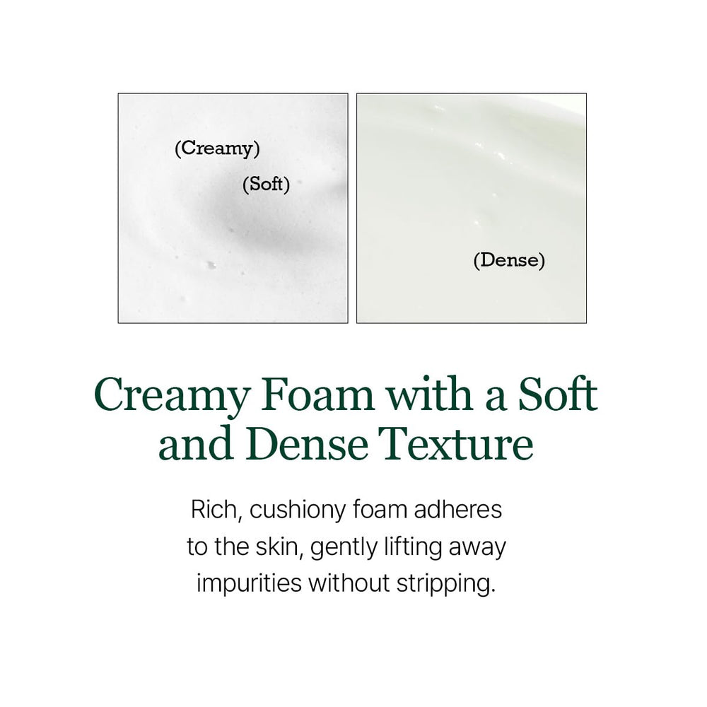 ROUND LAB Pine Calming Cica Cleanser skin closeup, suggesting calm, hydrated skin after wash.