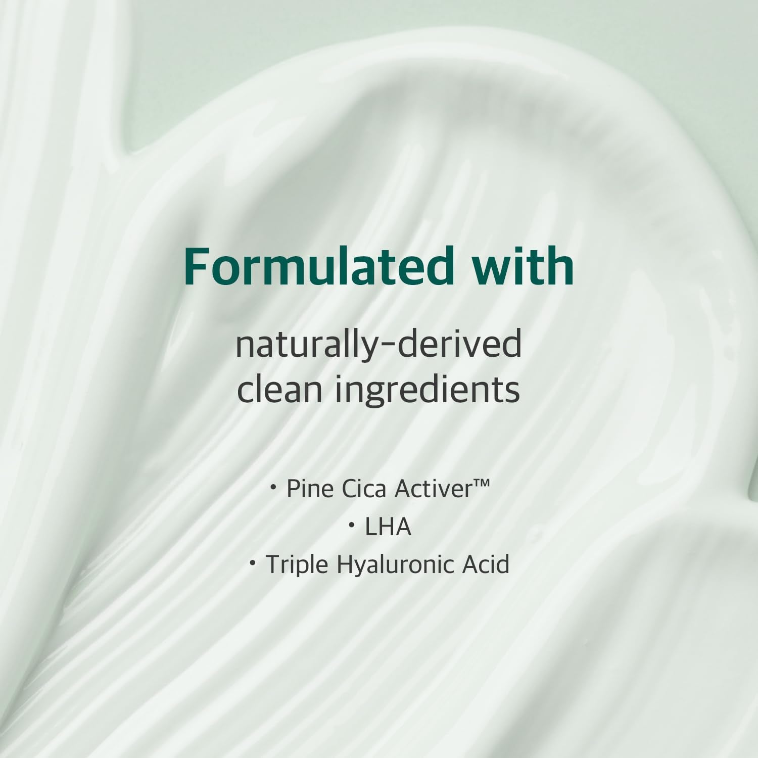 ROUND LAB Pine Calming Cica Cream swirl close-up highlights light, non-greasy finish