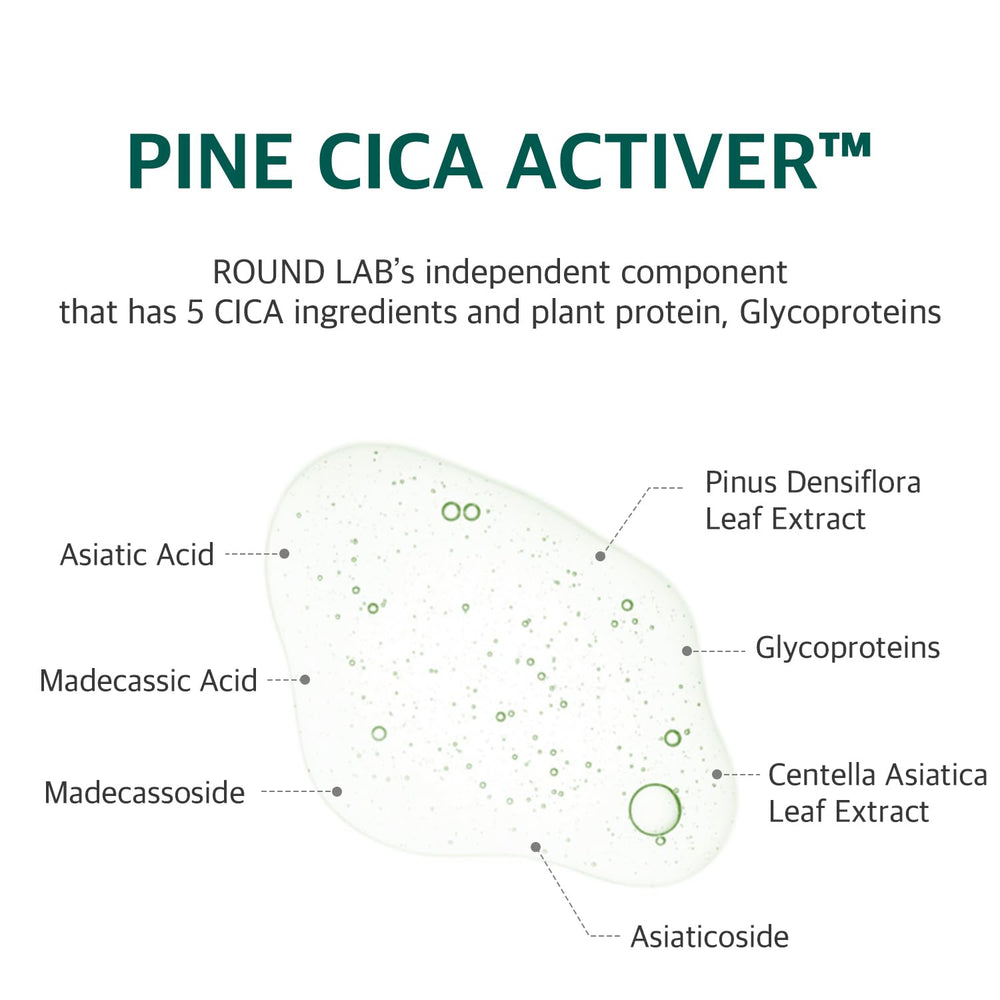 ROUND LAB Pine Calming Cica Pad daily use scene suggesting refreshing toner routine.