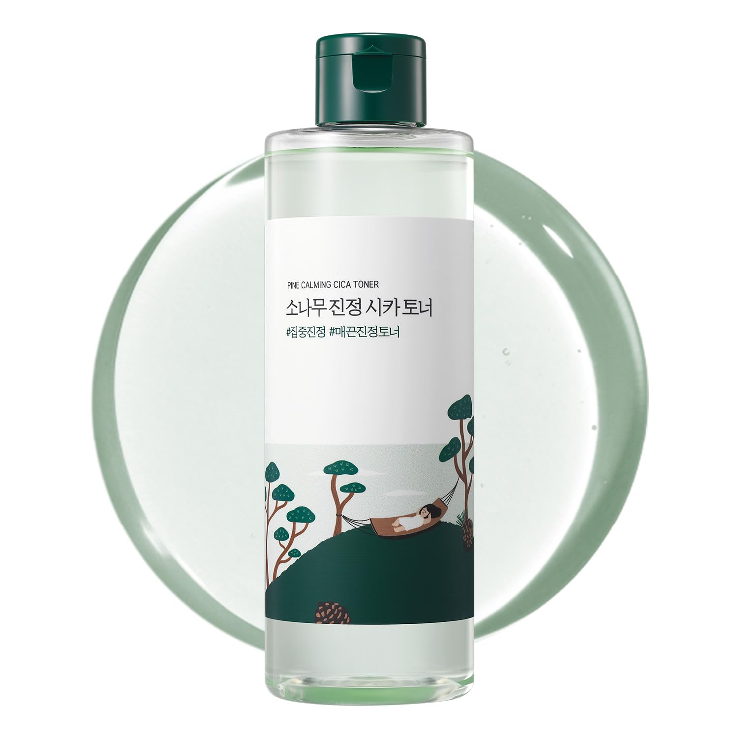 ROUND LAB Pine Calming Toner bottle shown for soothing, balanced skin hydration.