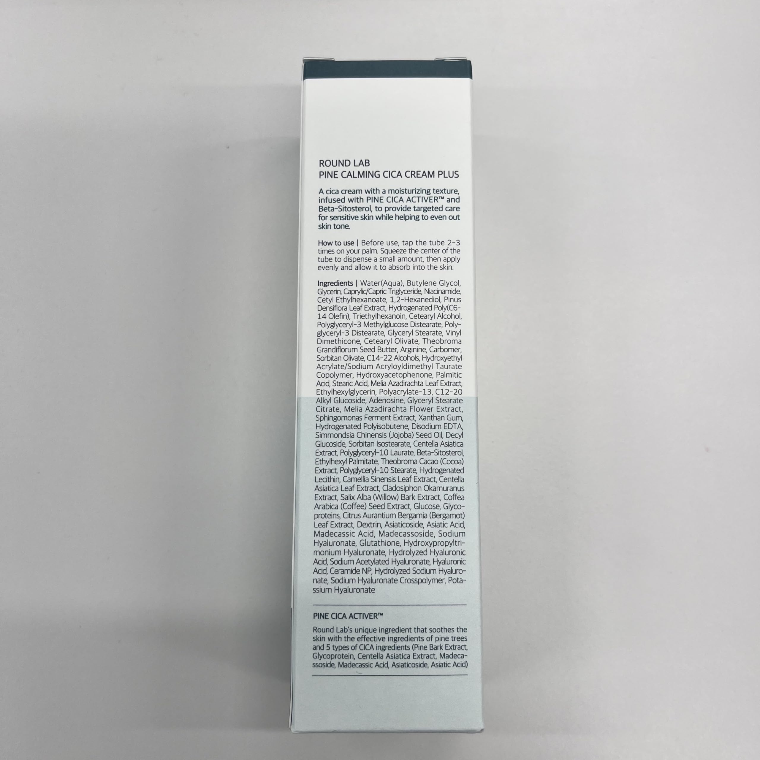ROUND LAB Pine Cica Calming Cream Plus packaging—premium calming-care on display