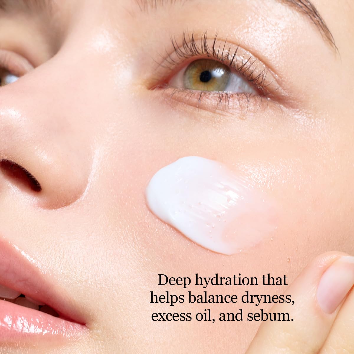 ROUND LAB Skin-matte finish image shows reduced shine for oil-control on skin.