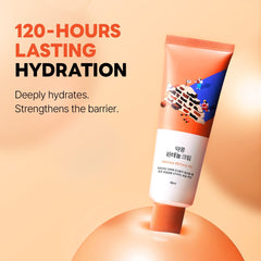 ROUND LAB Soybean Panthenol Cream applied on hand demonstrates quick absorption.